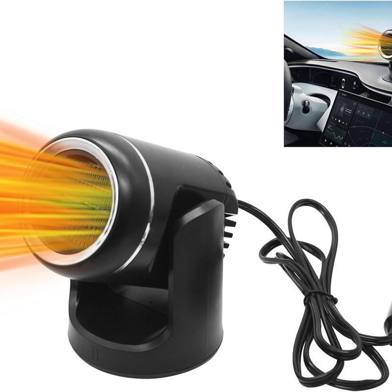 Przenośny ogrzewacz samochodowy, wentylator samochodowy 2 w 1 do chłodzenia i ogrzewania, odmrażacz szyby samochodowej 12 V