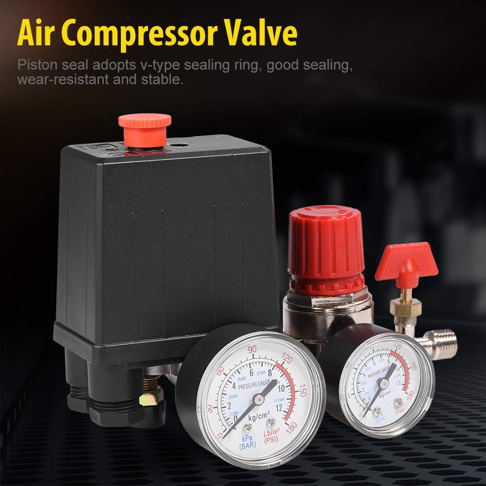 Compresseur Jauges de régulateur de soupape de commande de pressostat de compresseur d'air 220 V 0-180 psi avec connecteur rapide - 7