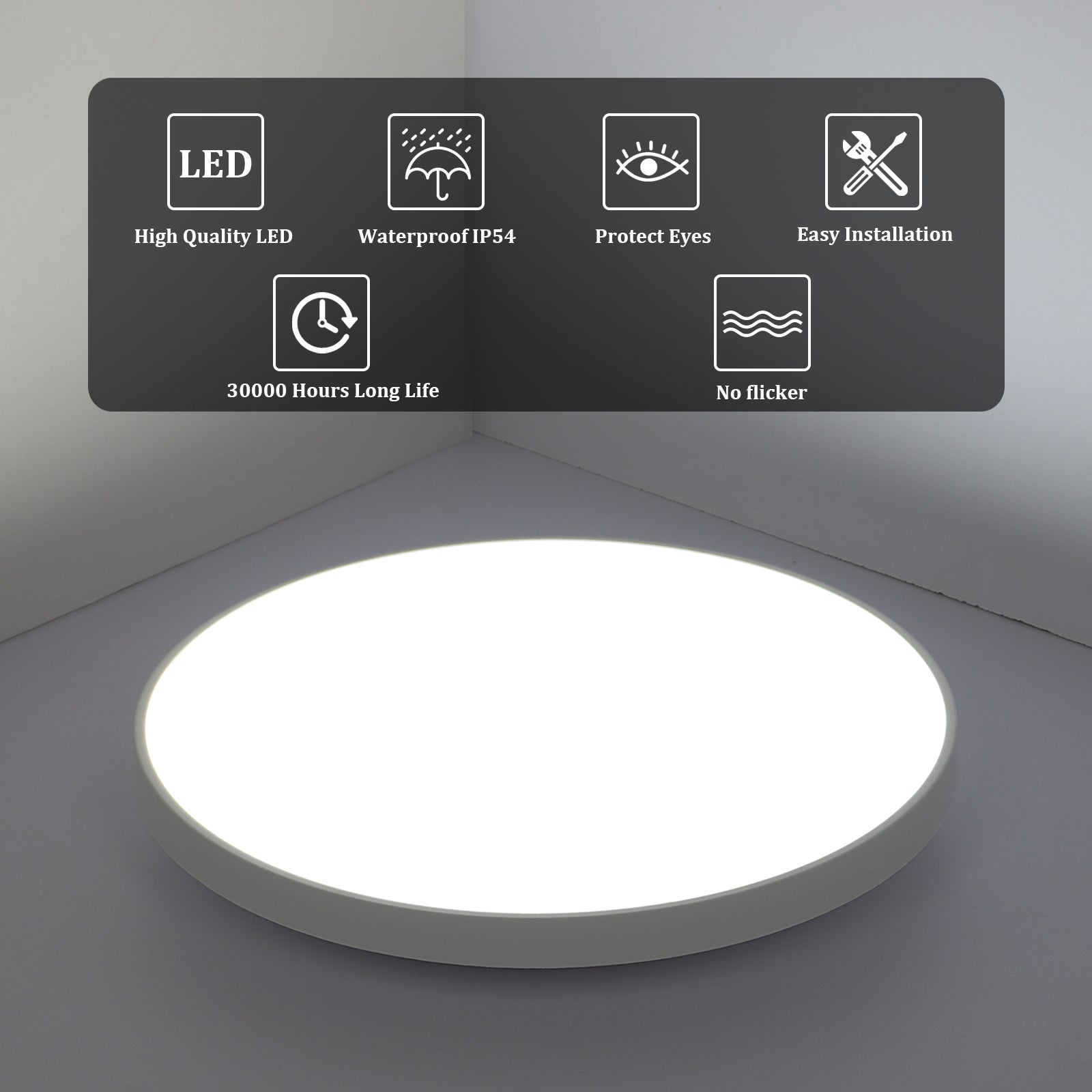 Luce a soffitto a LED rotondo, lampada del soffitto del bagno, IP54 Waterproof 6500k Cold White, moderno a soffitto per il bagno Balcone da cucina Bal - 3