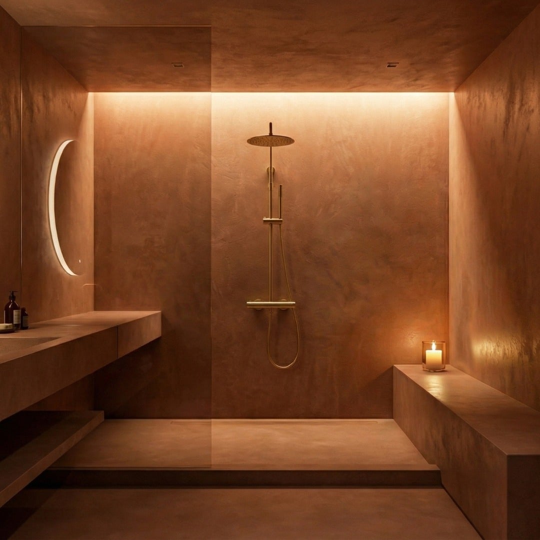 Delice II coluna de duche termostática ouro escovado com corpo frio - 4