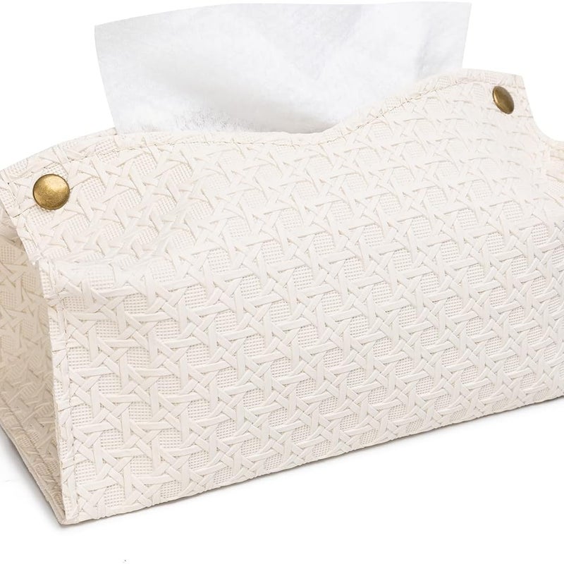 Białe etui na chusteczki higieniczne, 20*12*14 cm, skórzane etui na podpaski, do salonu, sypialni, toaletki, biura lub wózka.