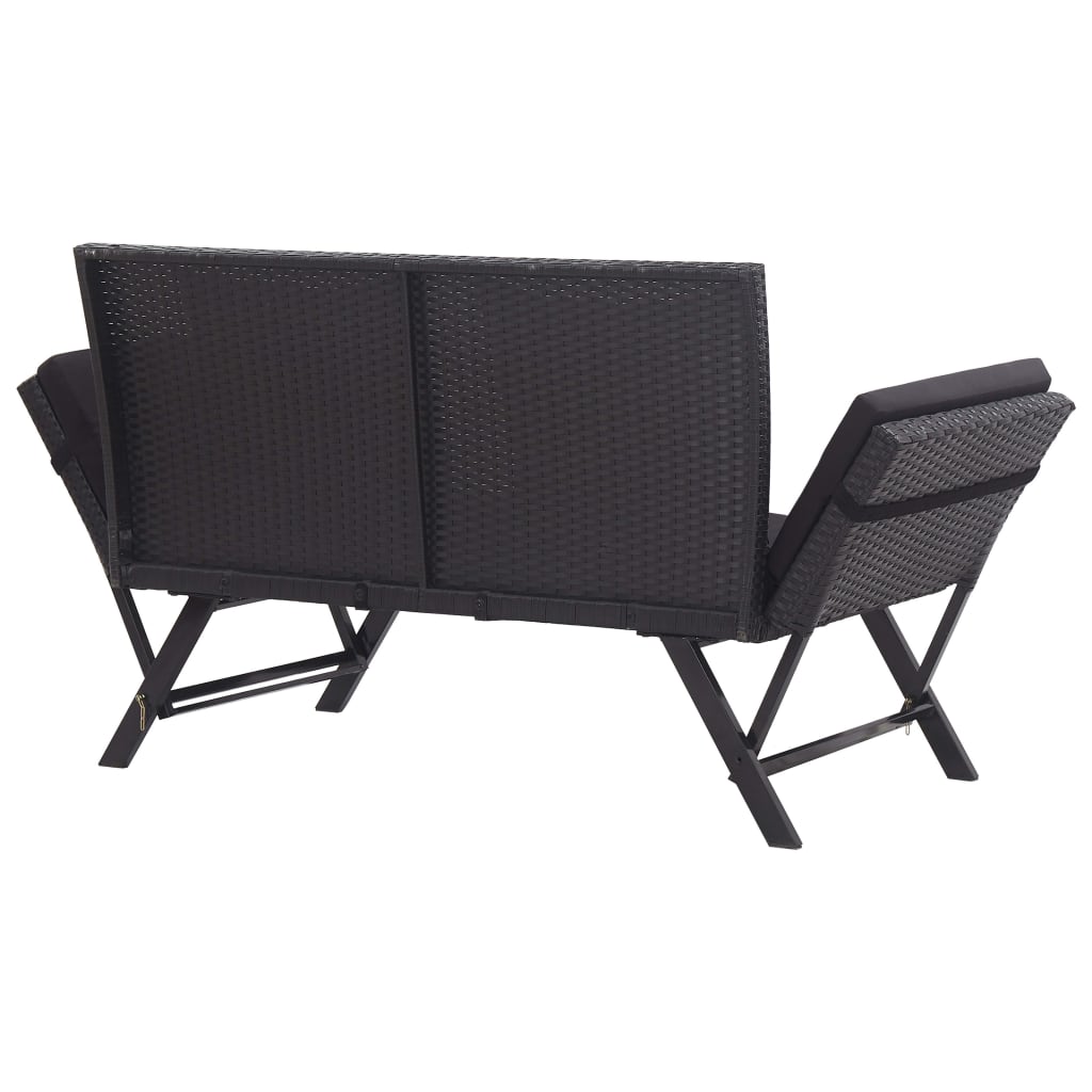 Banc de jardin | Banquette de jardin | Chaise de jardin avec coussins 176 cm Noir Résine tressée CFW31907 - 4