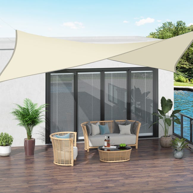 Vela Ombreggiante Triangolare Sunny Guard 3x3x3m - Impermeabile, UV 95%, Per Giardino, Terrazza, Crema - Foto 6