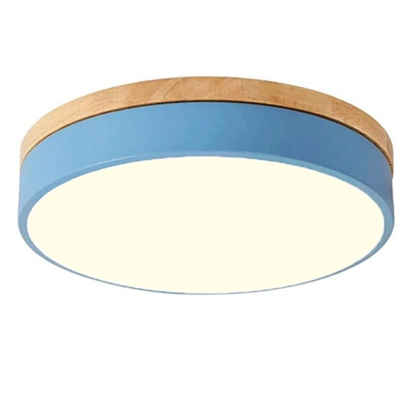 Lámpara de techo led azul, lámpara de techo redonda moderna, lámpara para balcón, dormitorio, lámpara de techo de pasillo, 30 cm, 24 w (luz cálida)