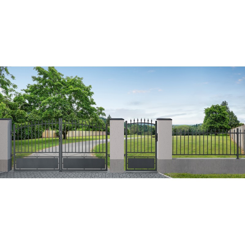 Lot de 4 fixations pour clôture aluminium tradition style ferronnerie Gris - 2
