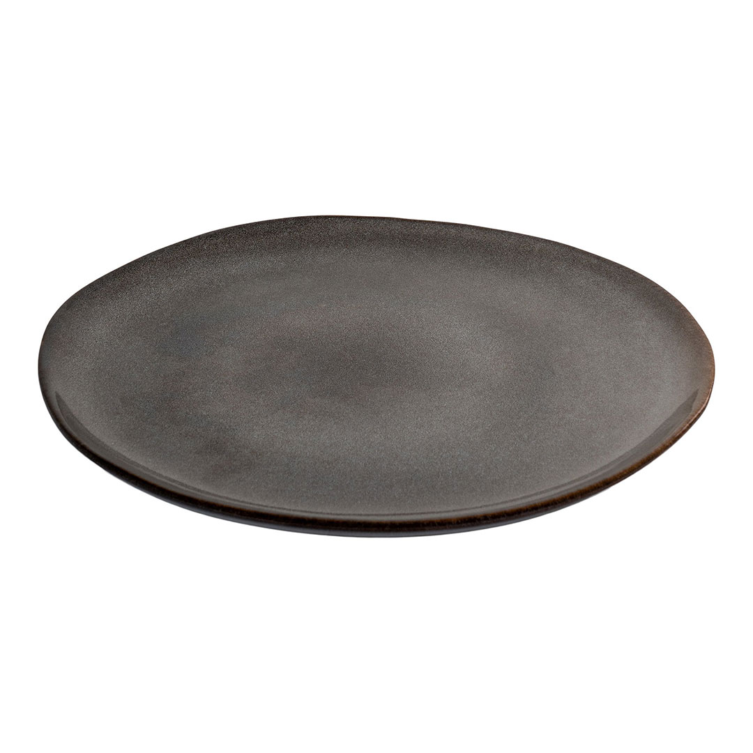 Selma Talerz obiadowy ceramiczny zestaw 4 szare, brązowe.