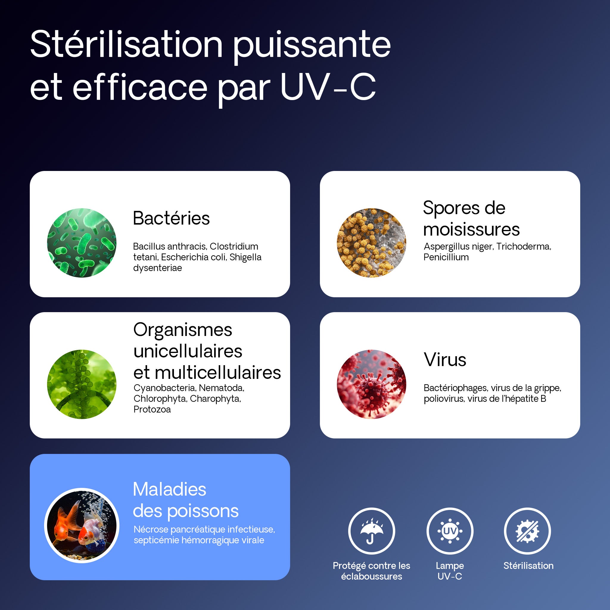 CUV-636 Stérilisateur Clarificateur bassins/étang - débit max. 7000 l/h - avec Lampe rayons UV-C 36 W + Miroir inox + Aimants - pour… SunSun - 6