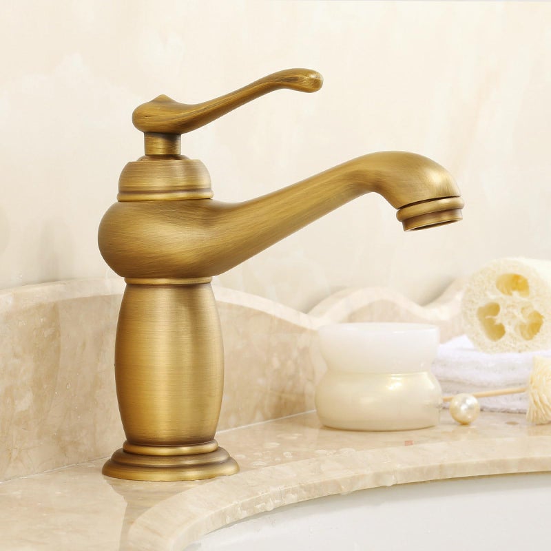 Bateria umywalkowa otworowa złoto szczotkowane Mosiężna bateria kaskadowa dwuuchwytowa do łazienki Ciepła i zimna woda łatwa i trwała instalacja