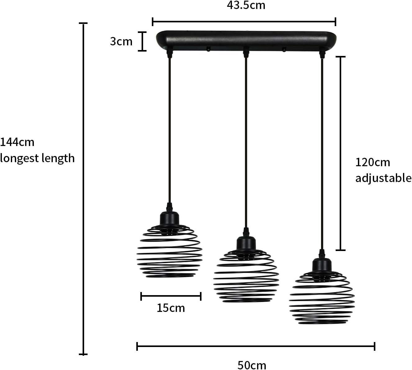 NETTLIFE Suspension de table Vintage noir Lampe de table E27 Lampe de salle à manger Rétro cuisine industrielle - 6