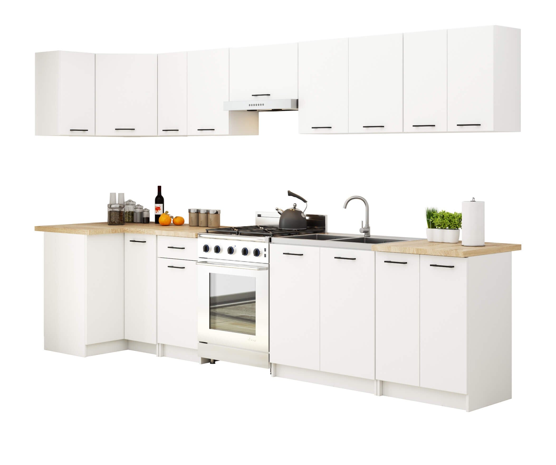 Meuble de cuisine bas / Meuble sous l'évier AKORD S80 pour évier OLIWIA modulable Blanc 80 cm 2 portes couleur Blanc 1 étagère 80x46x82 cm - 7