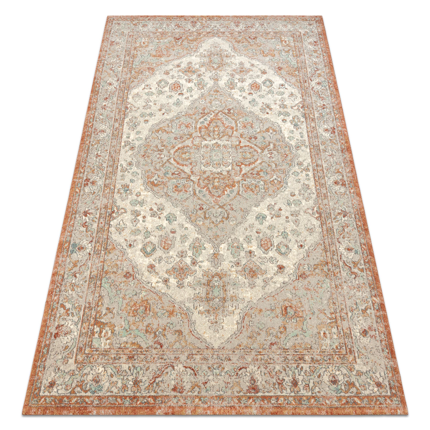 Dywan SOHO 477.01.LA112 wełniany OSTA - Ornament, rozeta naturalny terakota / beż 80x160 cm