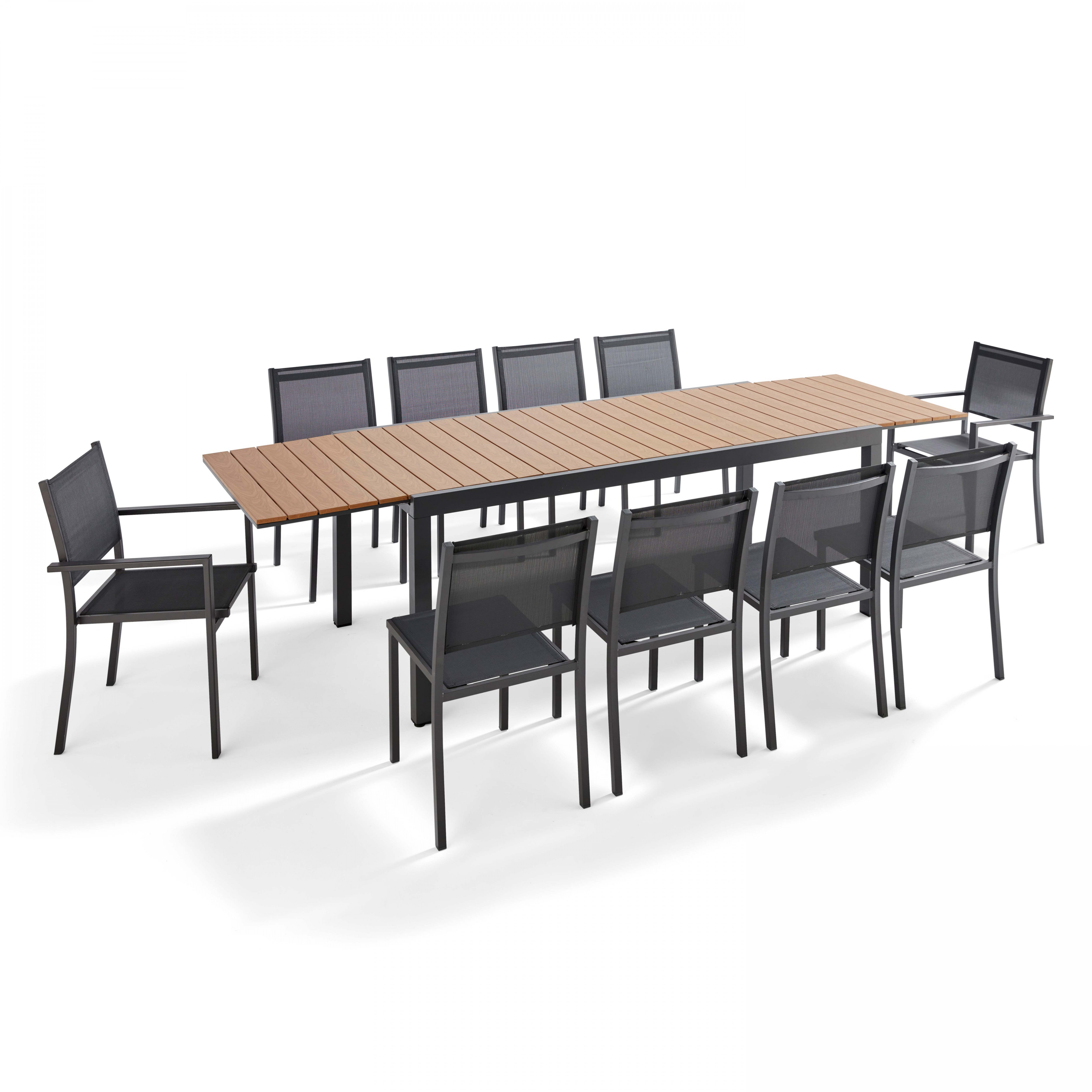Salon de jardin 10 places, 8 chaises et 2 fauteuils en aluminium - 2