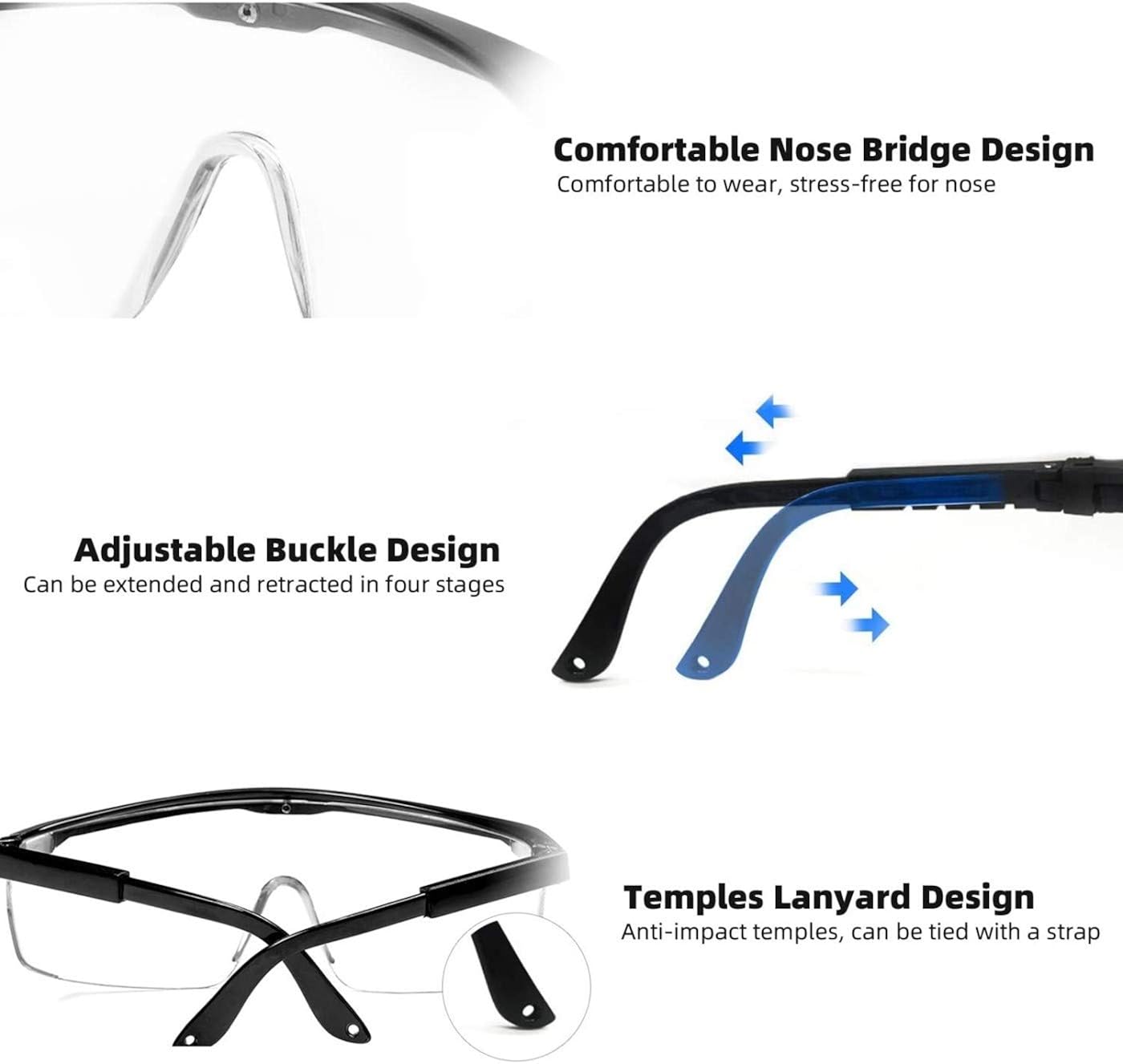 3pcs Lunettes De Protection Anti-Buée et UV Lunettes et Anti-Rayures pour Les lieux de Travail, Construction, Usage Personnel Confortables à Porter - 2