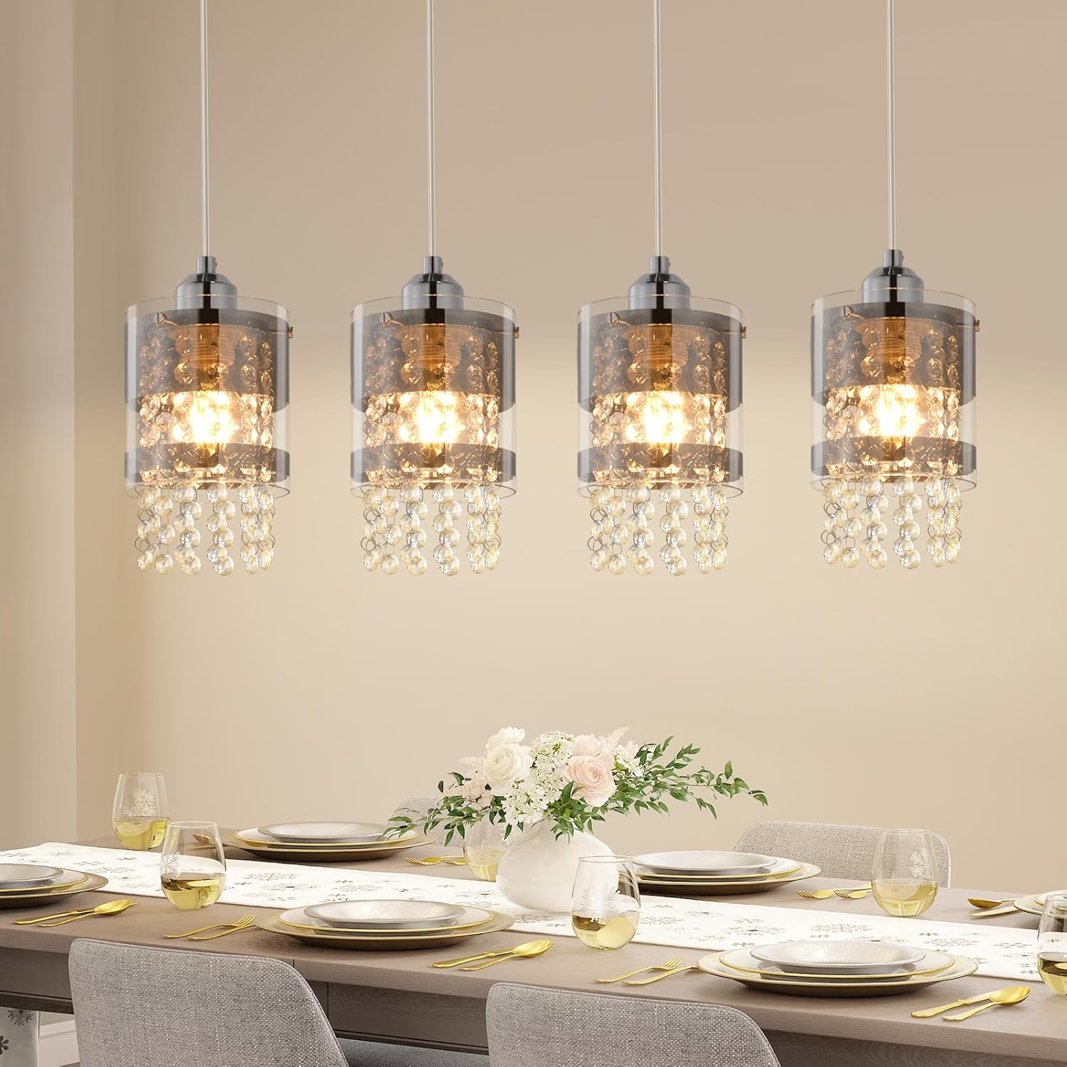 Lanekd Tavolo Da Pranzo LED Lampadario a Sospensione Moderno Anello