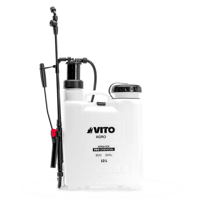 Pulvérisateur de Jardin 12L Produits Corrosifs, Alcalins Régulateur de pression - 4 Buses VITO