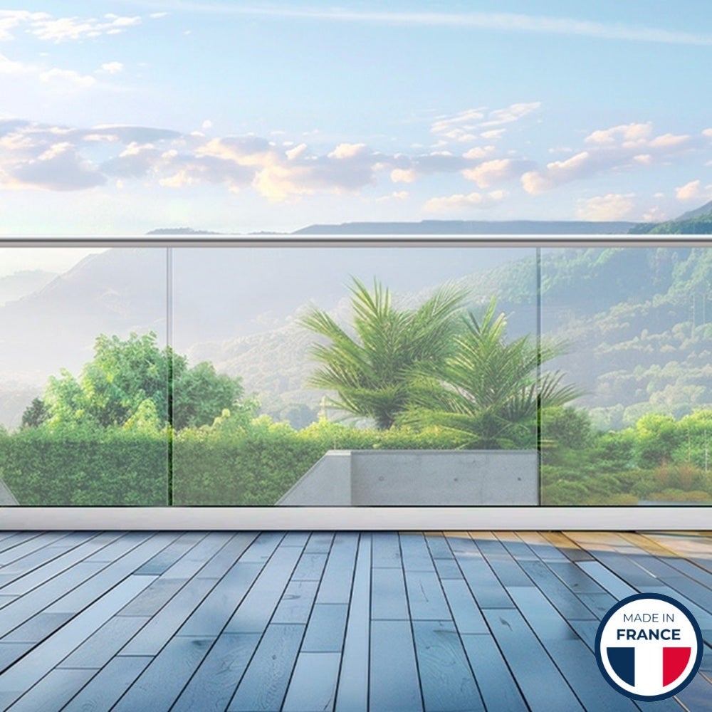 Garde-corps en verre feuilletée et trempée 17 mm, kit de 1 ml, pose sur rail aluminium, MAJURO - 6