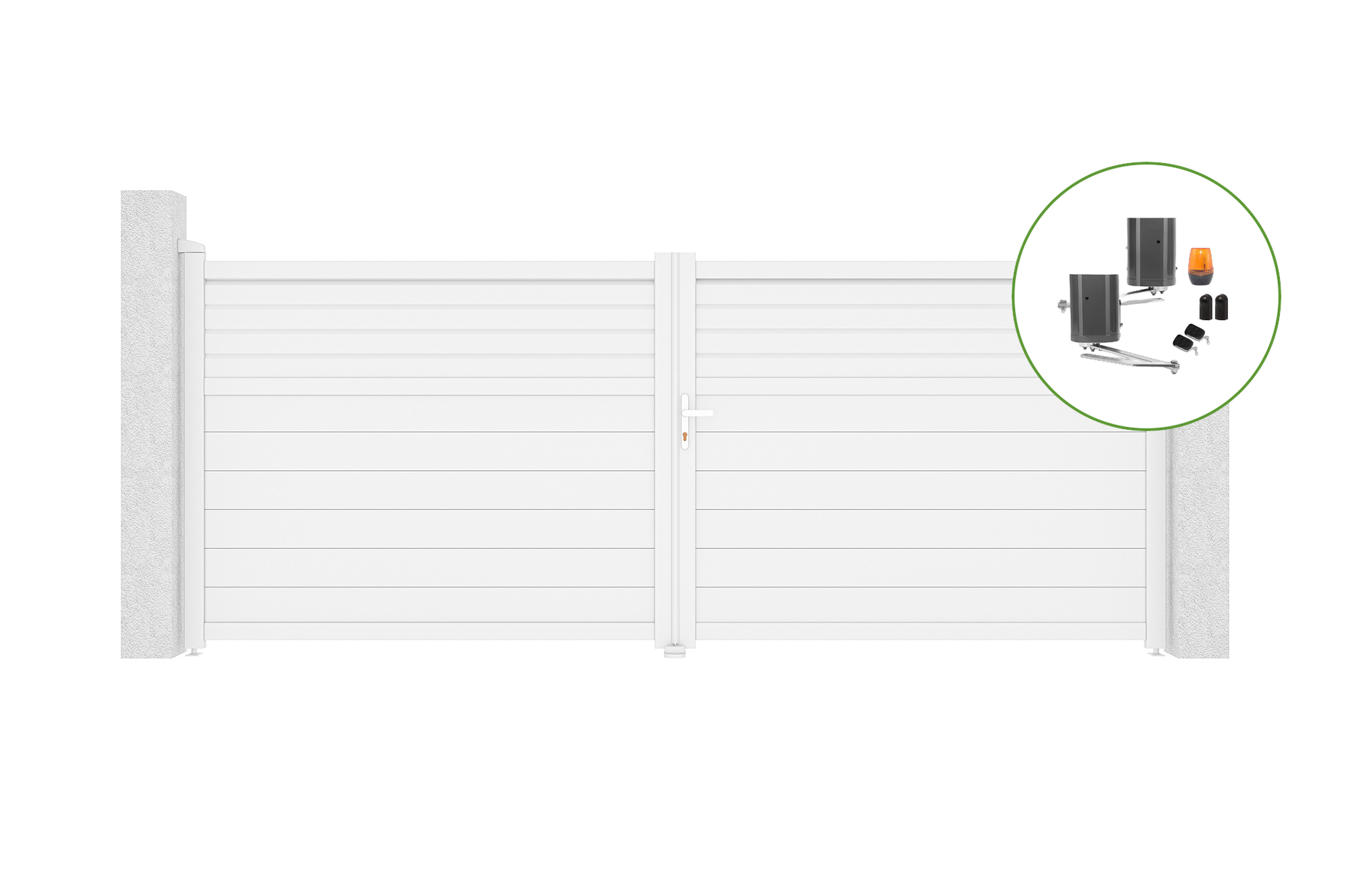 Brama skrzydłowa 4m CARPATIA wys. 160cm białe aluminium + napęd BUNKER B500