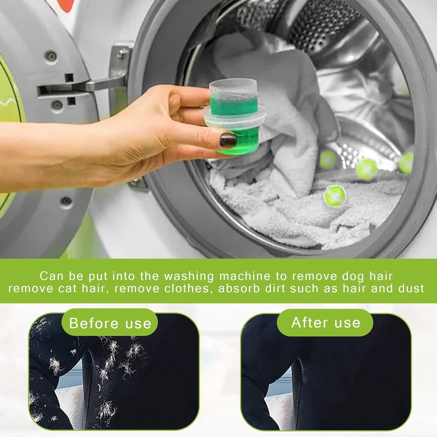 Lot de 12 Attrape Poils Machine A Laver,Boule Anti Poils Machine A Laver,Balle De Lavage, Enleve Poil Animaux Réutilisable - 5