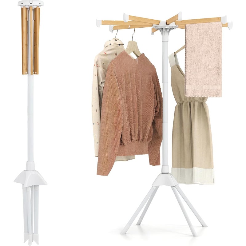 Składana Suszarka do Ubrań w Pomieszczeniach z 8 Wyjmowanymi Prętami i 40 Szczelinami, Wymiary 83,5 x 83,5 x 123 cm, Nośność 12 kg