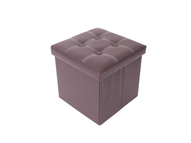 Couro Rebecca Mobili Castanho Pouf Praça Couro Falso 30x30x30