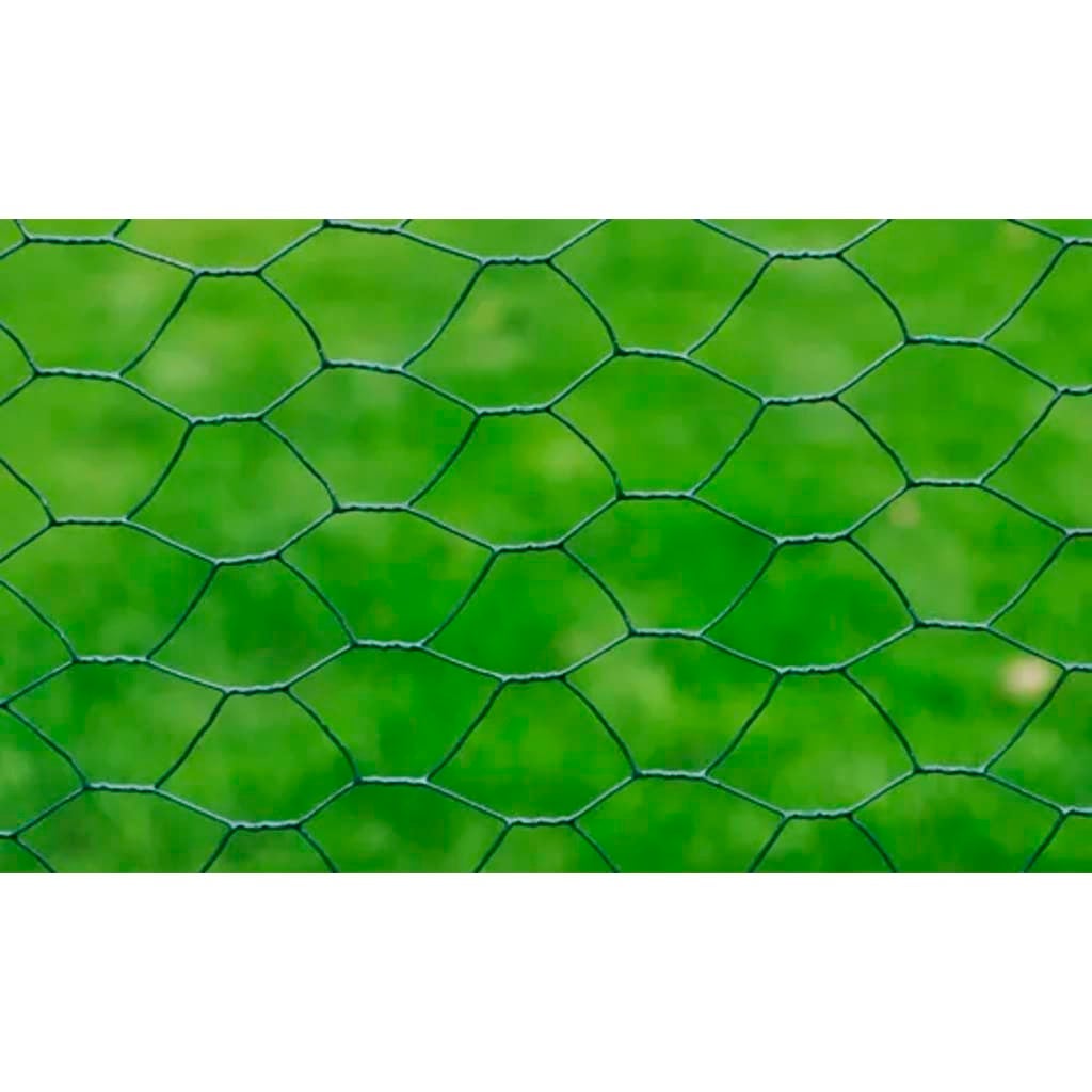 vidaXL Clôture en treillis acier hexagonal 1x25 m vert foncé - 4