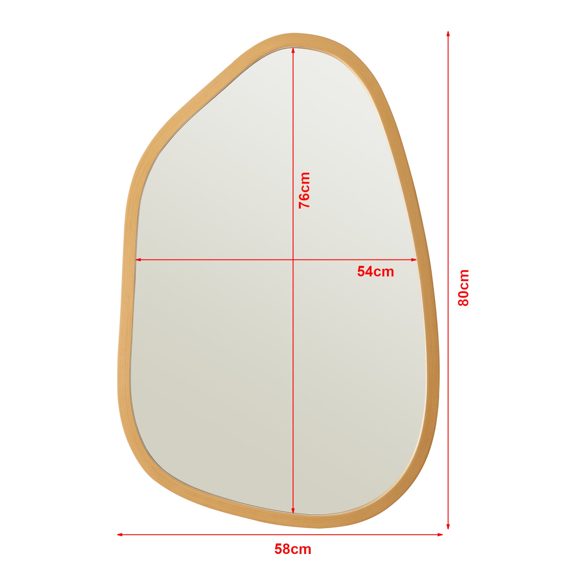 Miroir mural Filiano asymétrique 80 x 58 cm or [en.casa] - 5