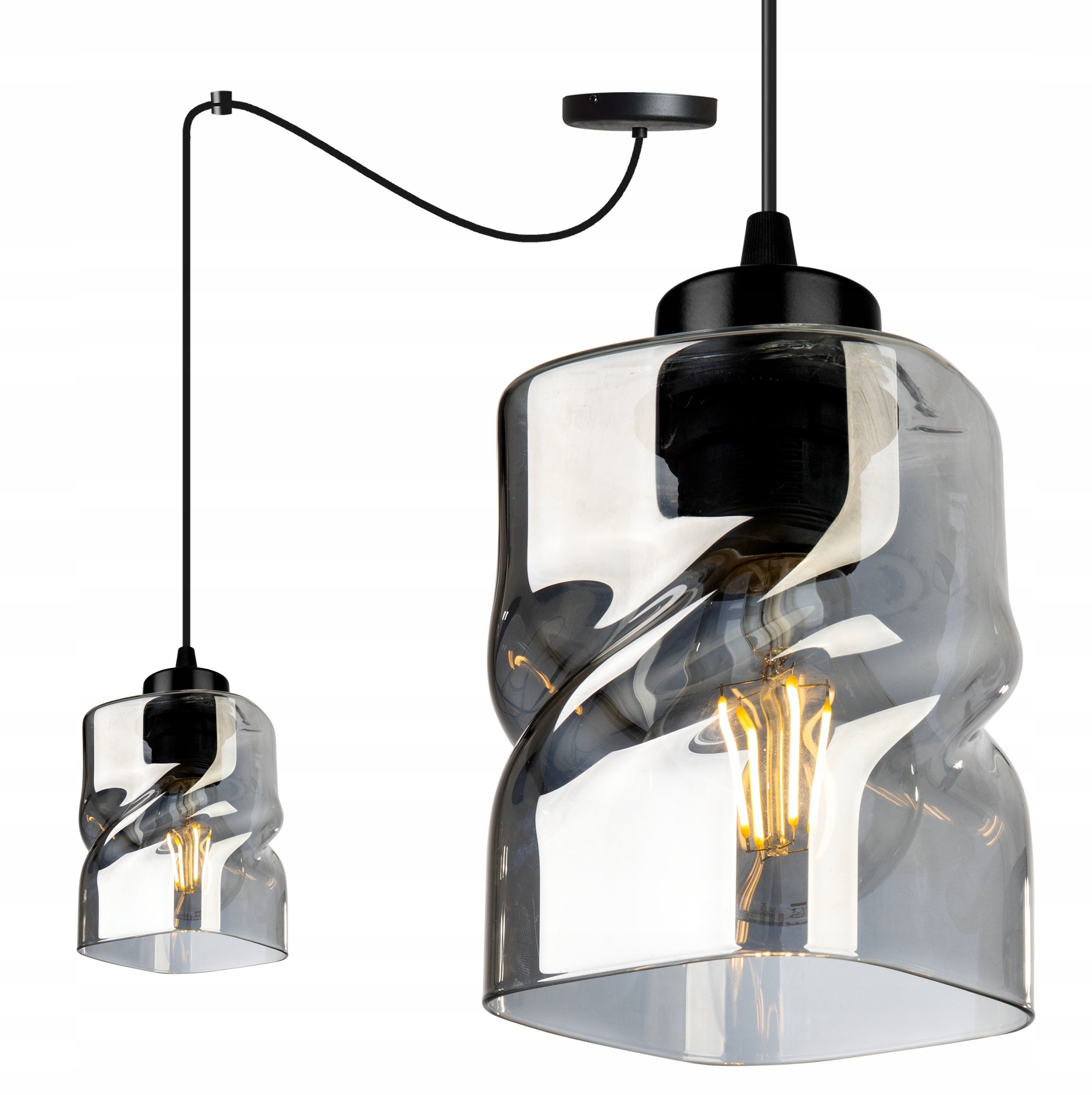 Lampa sufitowa wisząca Spider Niki boho 1xE27 abażur nieregularny grafitowy Light Home LH