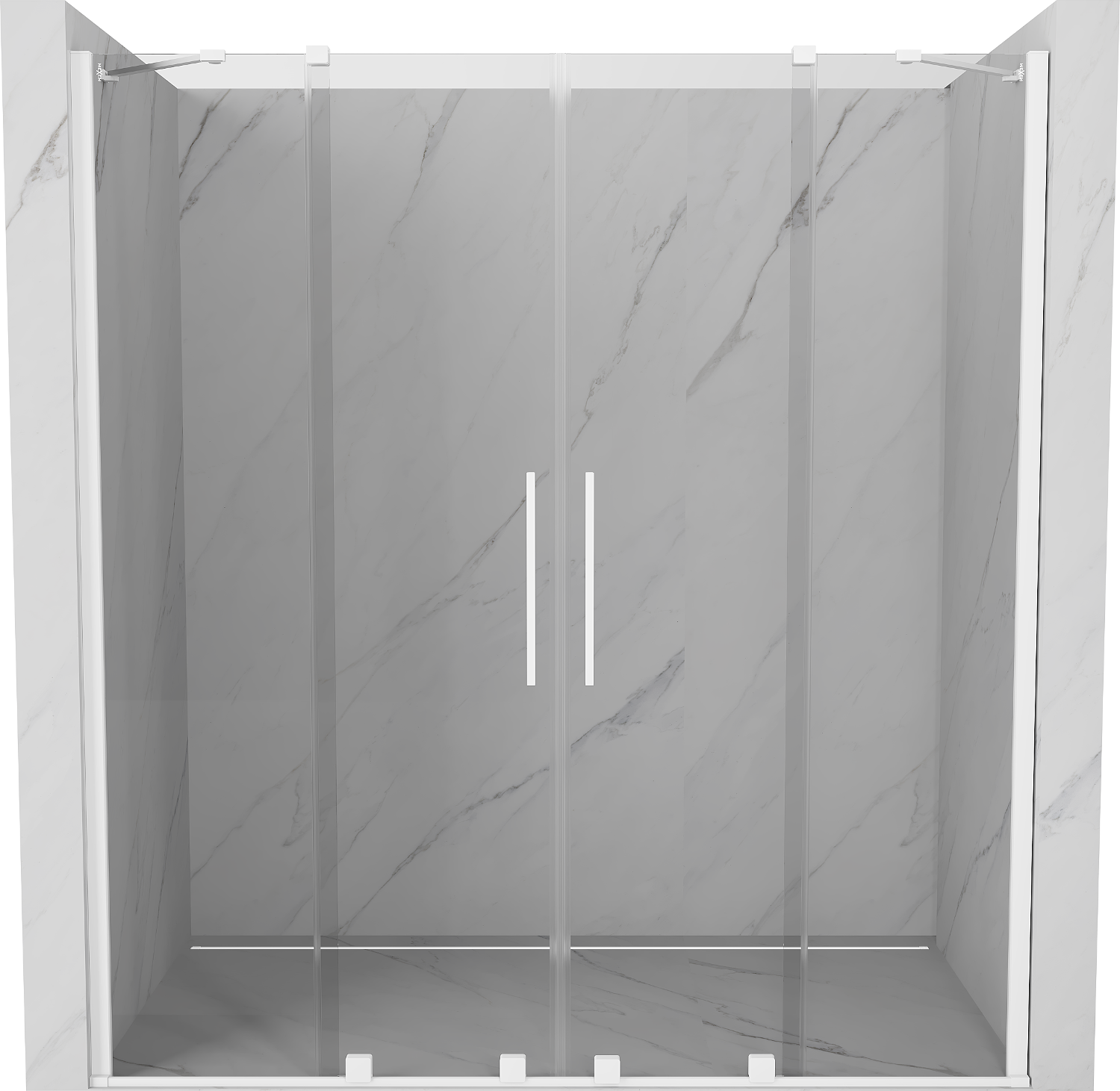 Mexen Velar Duo drzwi prysznicowe rozsuwane 180 cm, transparent, białe - 871-180-000-02-20