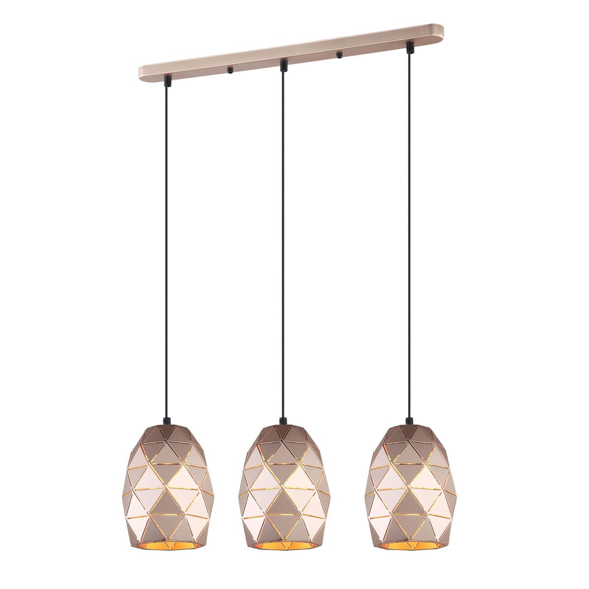 Suspension moderne Harley Champagne doré en acier 3 ampoules - 2