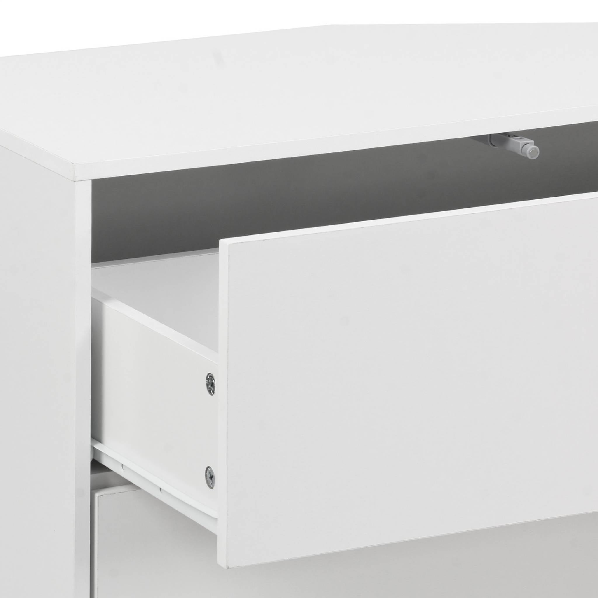 Commode. module de rangement décor bois blanc 3 tiroirs - Kompo - 6
