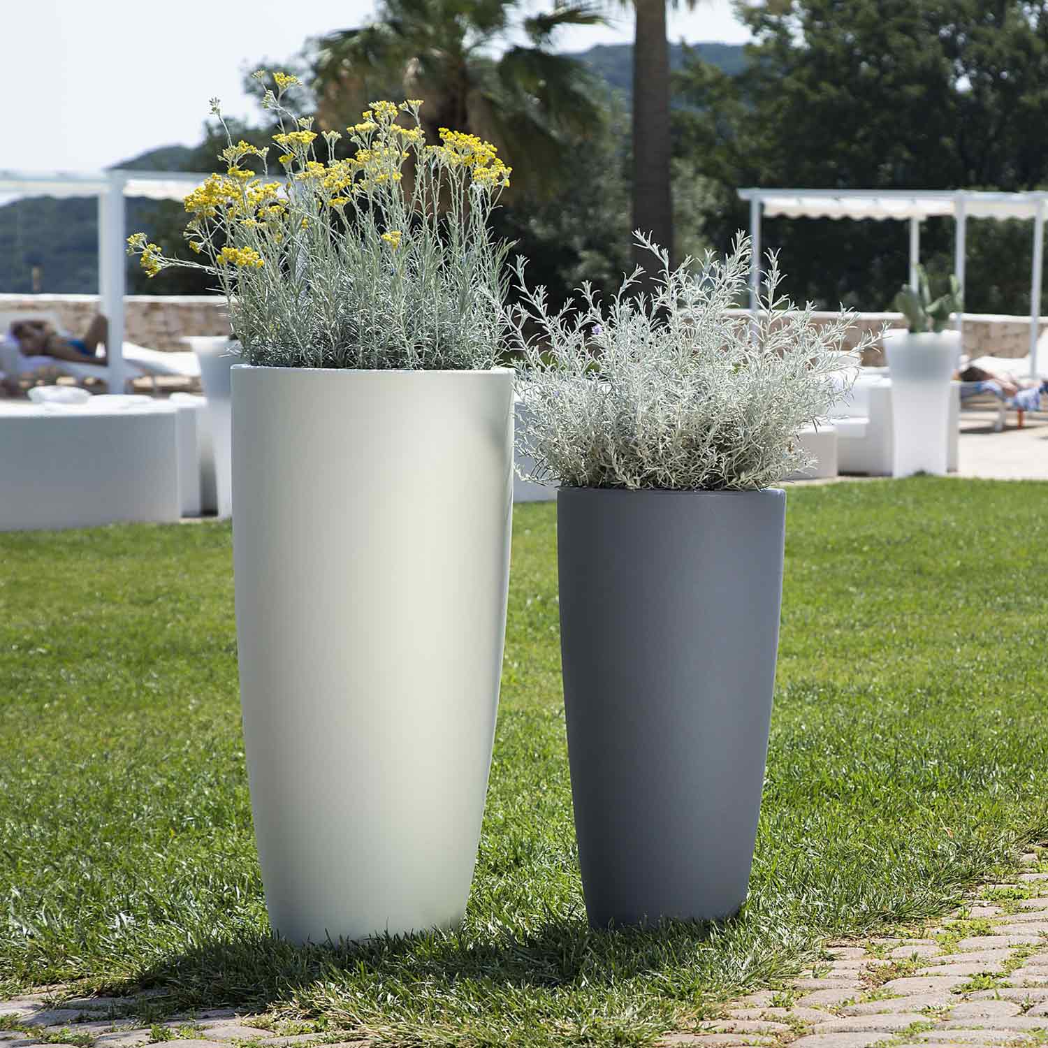 Pot de Fleurs Agave en Résine Rond Gris H90 Ø 40Cm - 7