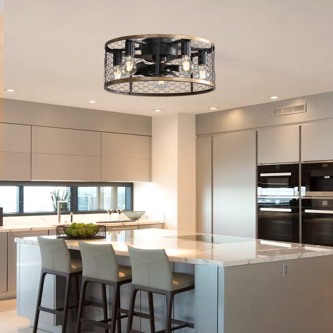 Ventilatore da soffitto Kirsten a 5 pale con luce 5 colori diametro 20 Ventilatore da soffitto Kirsten a 5 pale con luce 5 colori diametro 20