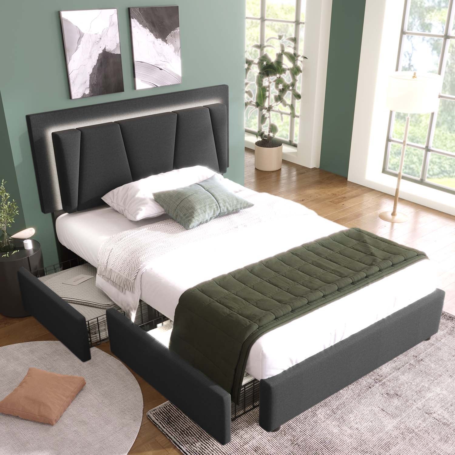 I0I&I0I Letto Singolo In Legno Massello Con Cassetti E Rete A Doghe – Bianco 140x200 Cm, Struttura Con Contenitore