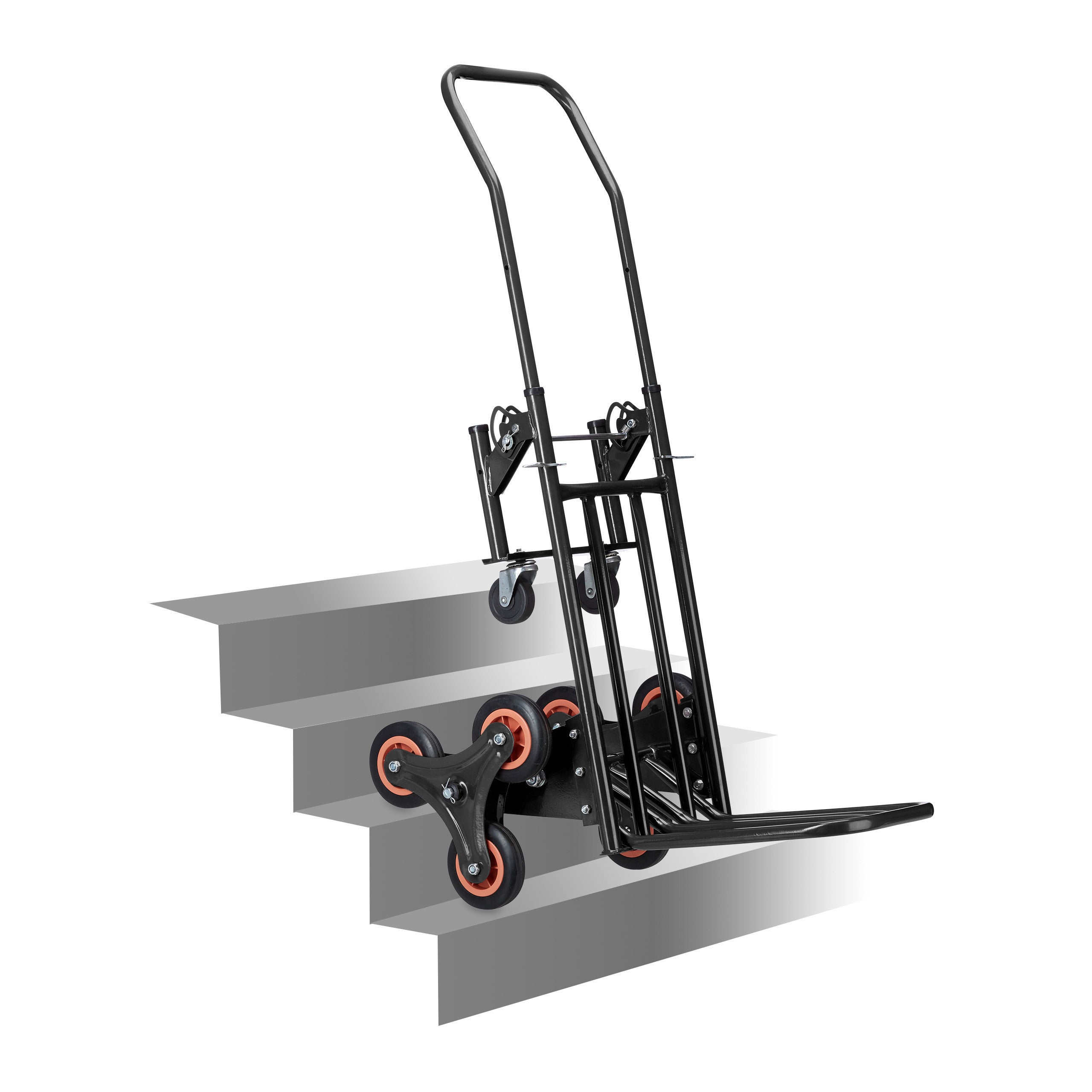 Diable pour escaliers, chariot de transport, porte-charge pliable, jusqu'à 50/150 kg, roue en caoutchou, noir, Relaxdays - 6