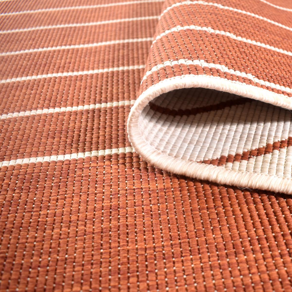 Tapis extérieur, kilim reversible 160x230 LYN2 T REVERSIBLE terracota et crème - 3