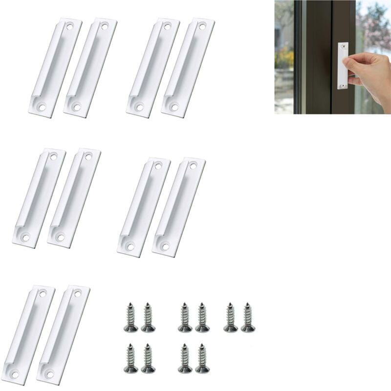 10 sztuk Biały Uchwyt do Drzwi Przesuwnych Uchwyt Meblowy ze Stopu Aluminium Uchwyt do Okien ze Śrubami