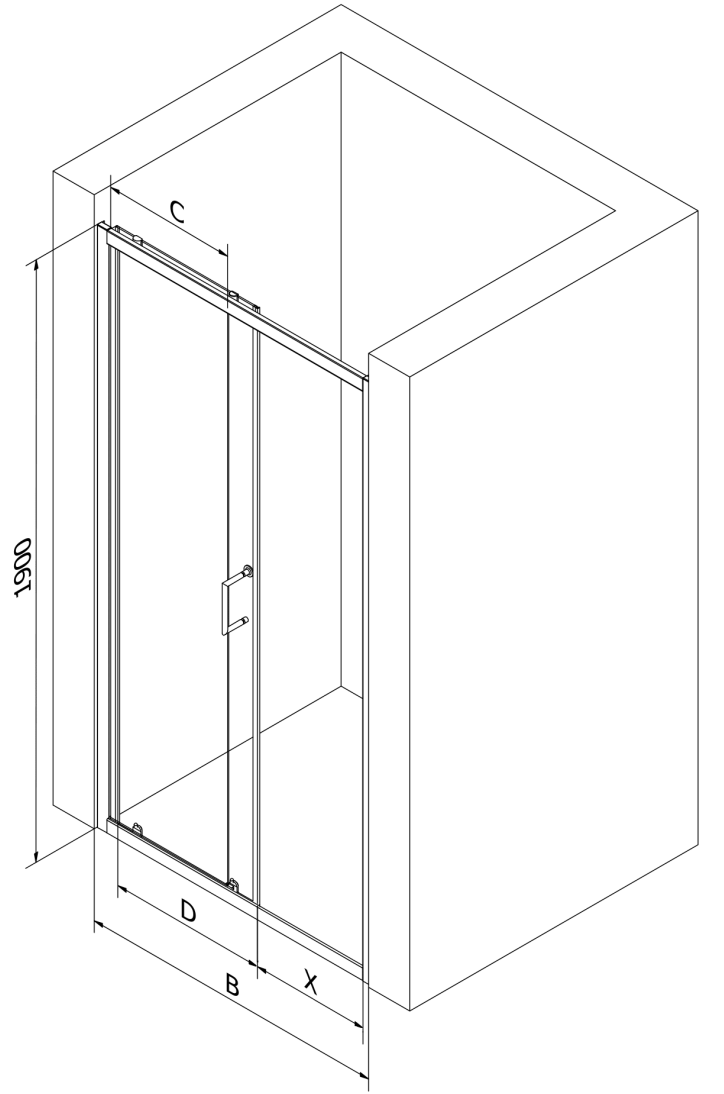 Mexen Apia porte de douche coulissante 90 cm, transparent, noir - 845-090-000-70-00 - 5