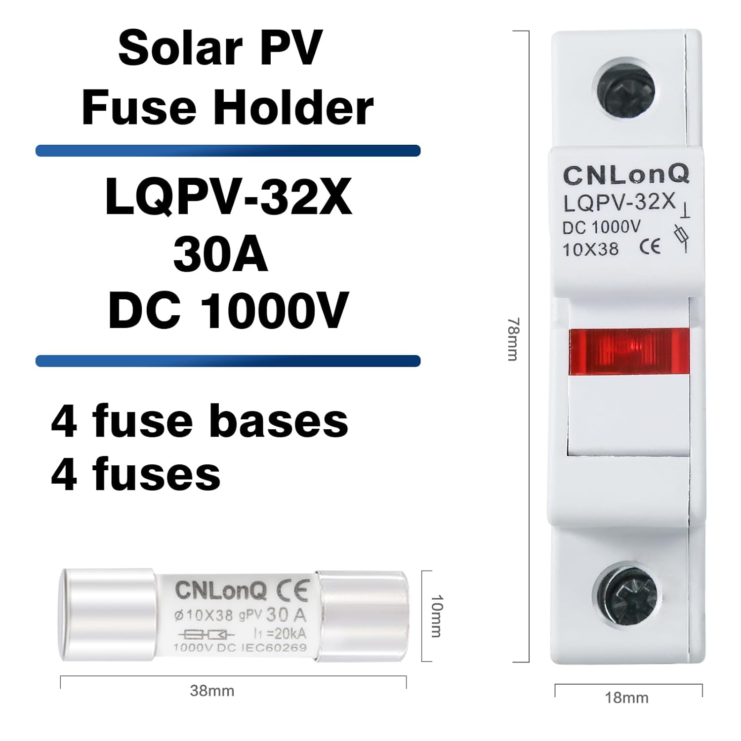 Lot De 2 Fusibles Solaires étanches MC4 - Protection Contre Surintensités - Pour Panneaux Solaires, Camping-car, Bateau, éclairage LED, énergie Renouvelable