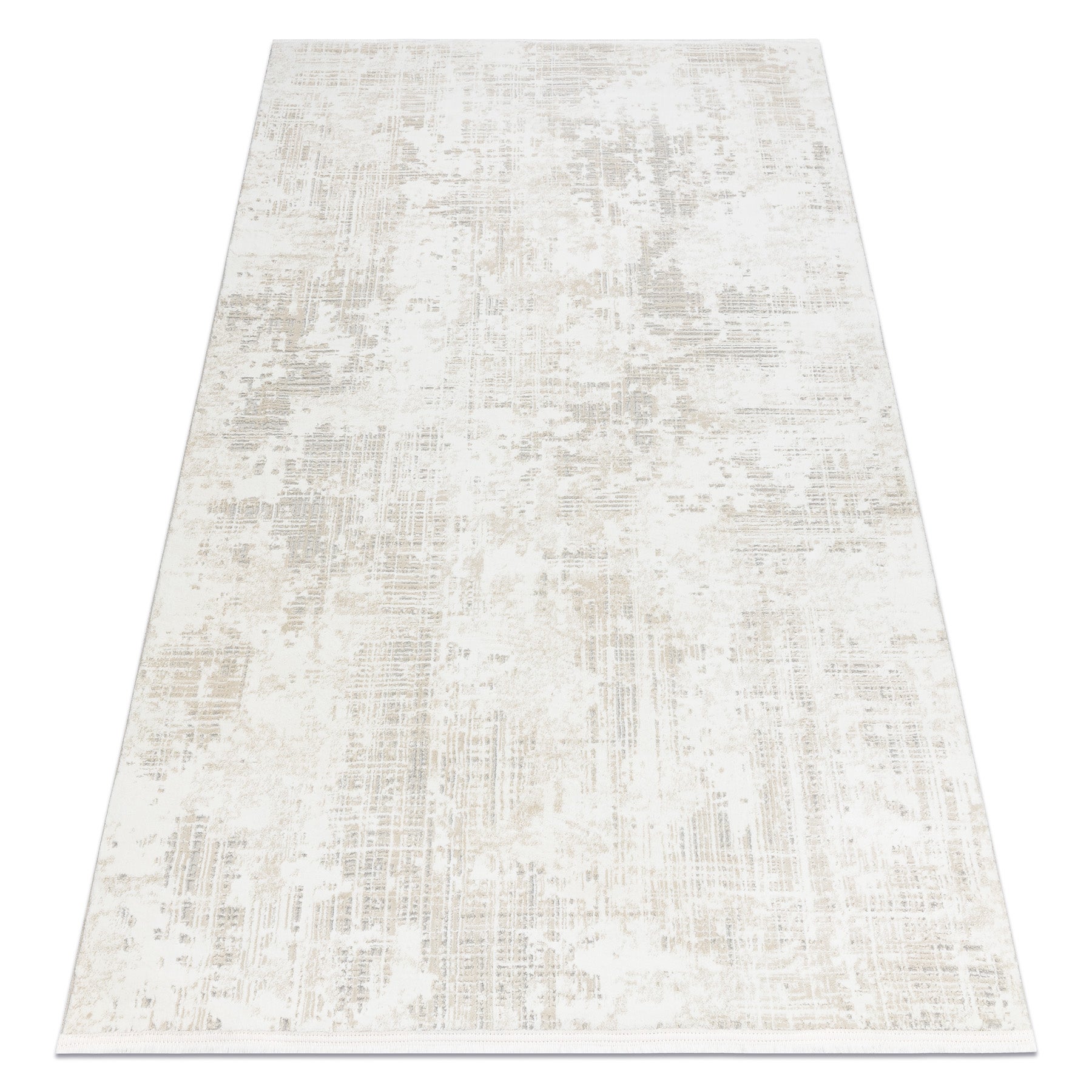 Alfombra moderna duke 51374 crema - vintage, estructurada, muy suave, flecos 180x270 cm