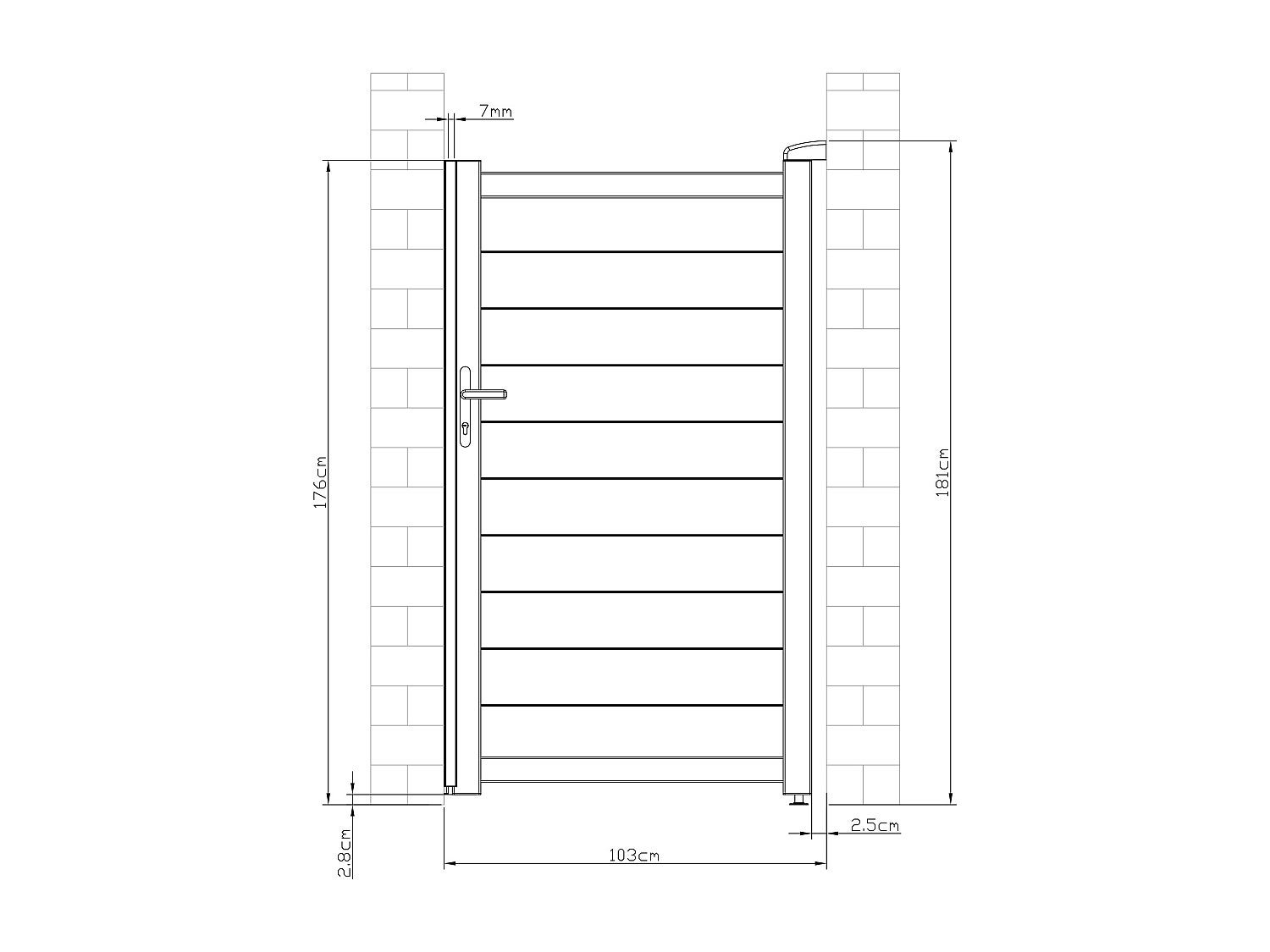 Portillon battant aluminium plein L103 x H180 cm anthracite - NAZARIO - 5