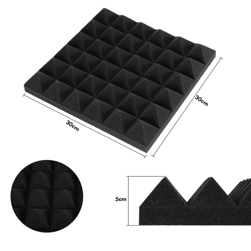 Ohuhu Pannelli Fonoassorbenti 48 Pezzi – Triangolari 30x30x5 Cm – Schiuma Poliuretanica Ignifuga E Ecologica – Per Studio Di Registrazione, Ufficio, Home Learning – Personalizzabili E Facili Da Installare