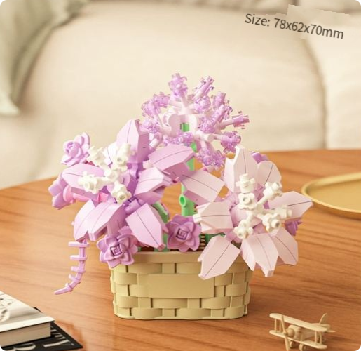 2 Ensemble de blocs de construction miniatures pour jeunes adultes, mini fleurs artificielles, blocs de construction adaptés aux anniversaires - 3
