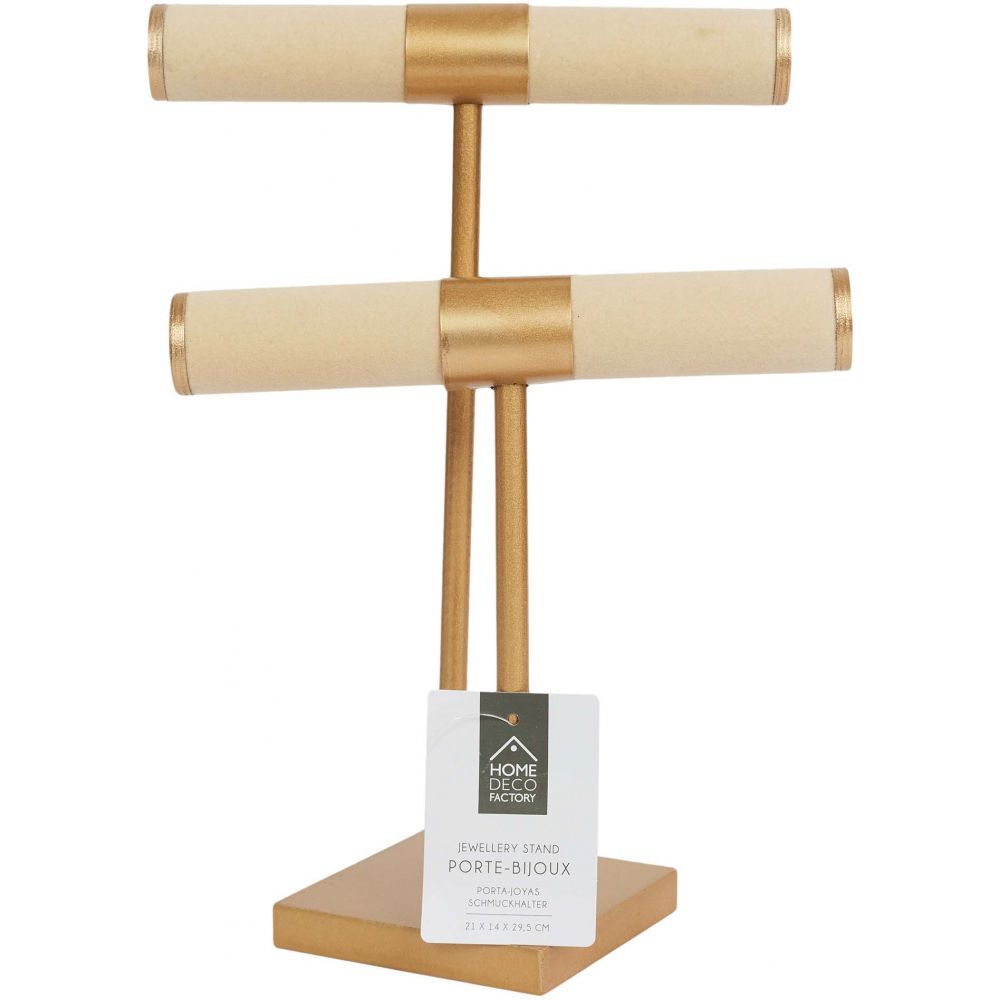 Porte-bijoux - Home Deco Factory - Double - Beige - Pied Doré - H29,5 X L21 X P14 Cm - 4