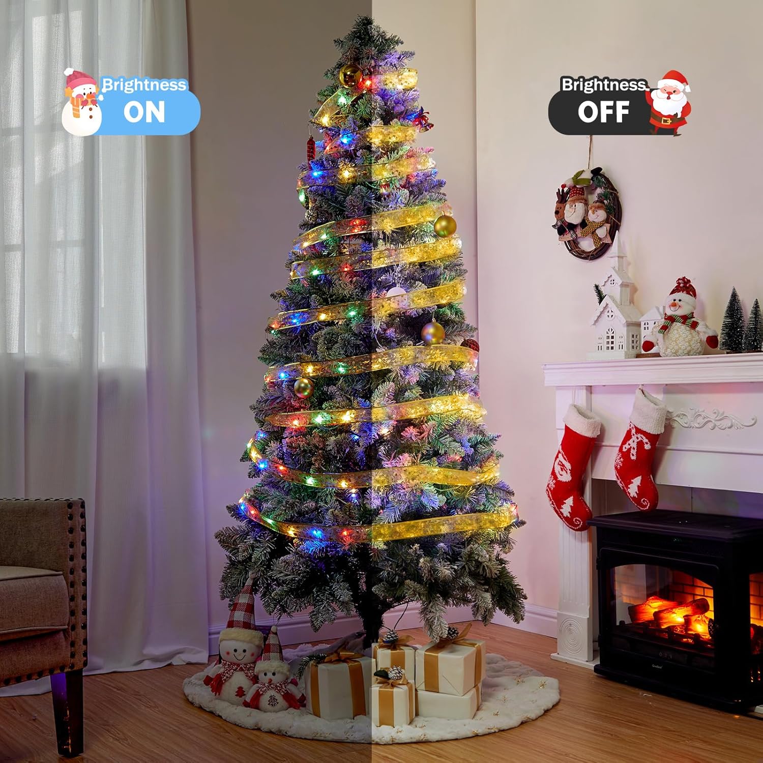 Lampki choinkowe - 8 trybów oświetlenia, które rozświetlą Twoją choinkę - 3,8 cm x 10 m, wielokolorowe, zasilane bateriami - 2