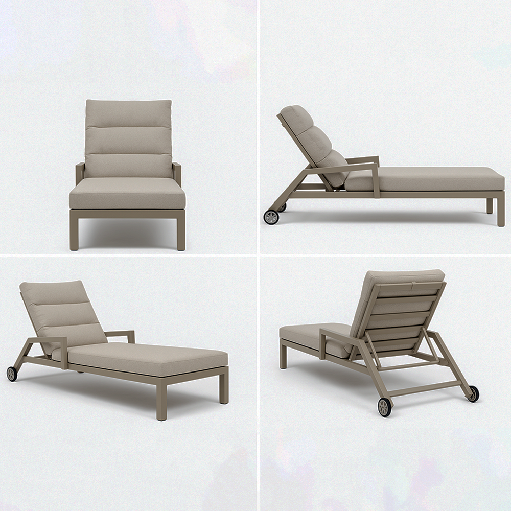TEMPO STYLE – Piękny leżak wypoczynkowy z aluminium z funkcją rozkładania Tortora | Idealny na plażę, basen i do ogrodu | 200 x 86 x 71 cm - 4