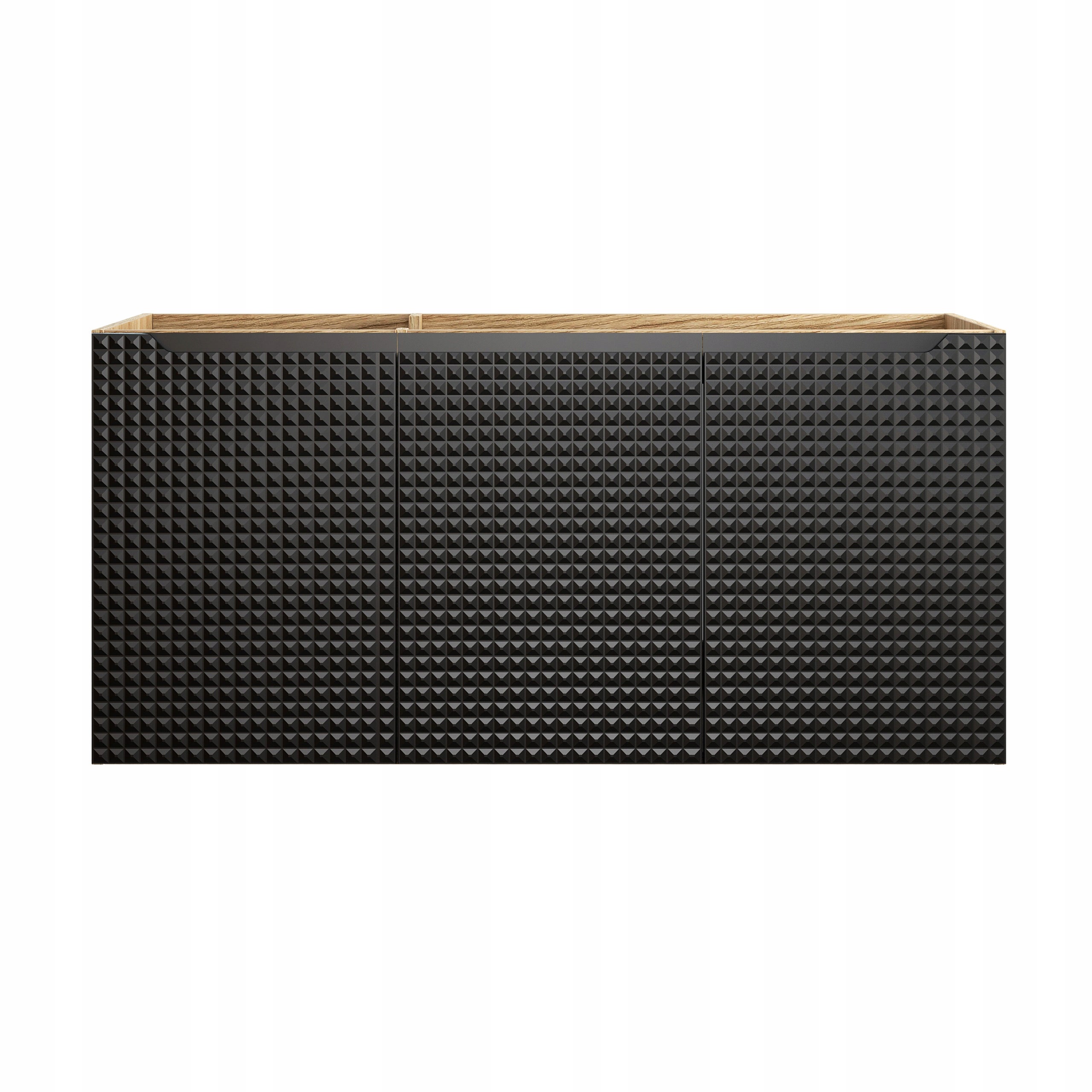 Szafka łazienkowa LUXOR 120 cm czarna dąb olejowany front 3D MDF wisząca - 3