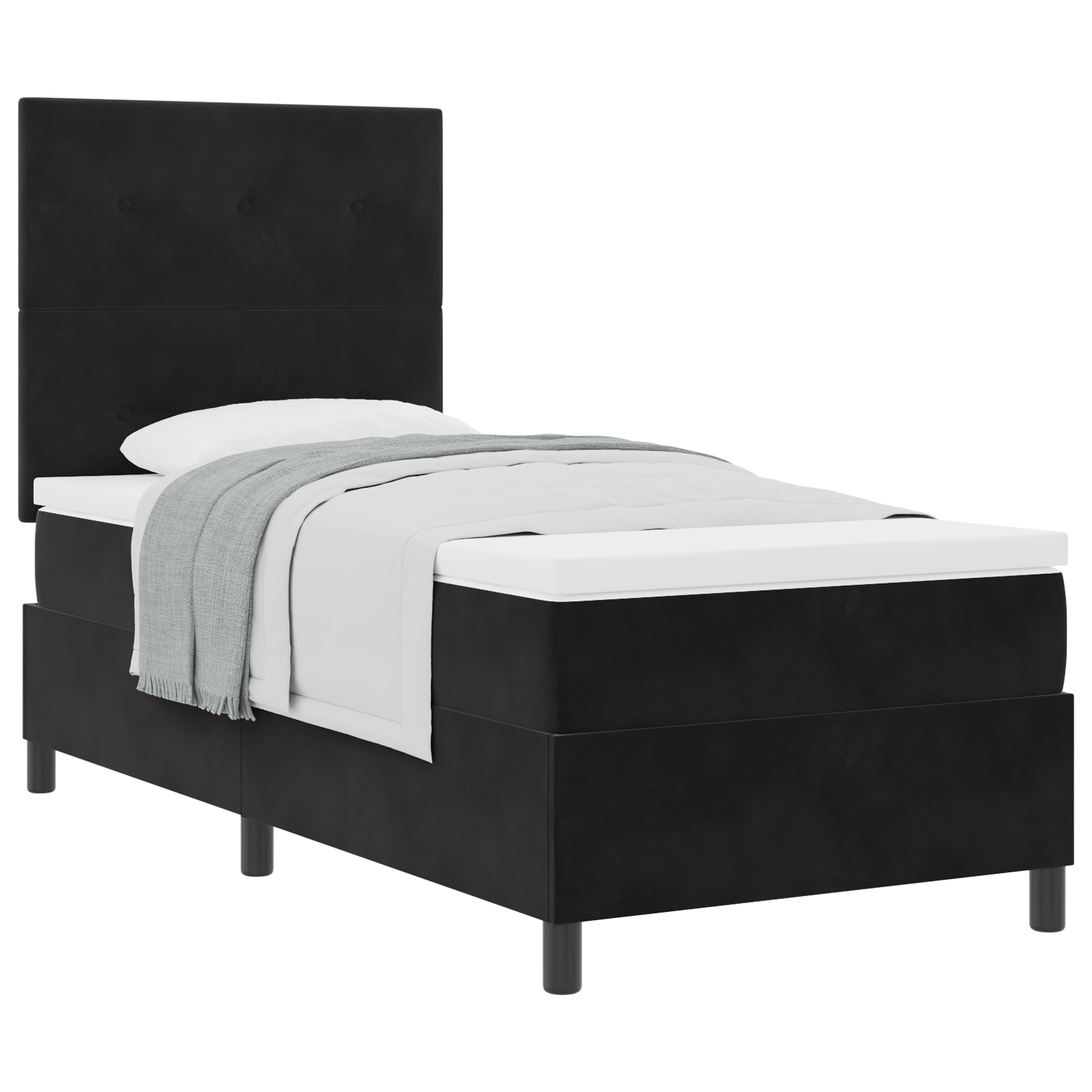 Lit simple | Lit adulte | Lit Box Spring avec Matelas Noir Simple ...