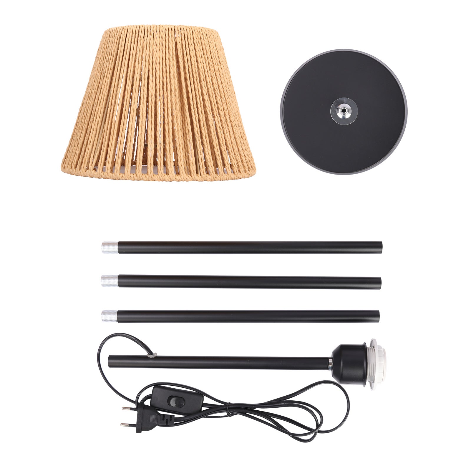 LOVHAUS Lampa Podłogowa Z Abażurem Z Plecionego Rotangu Z Włącznikiem/ Wyłącznikiem - 22 x 140CM - 5