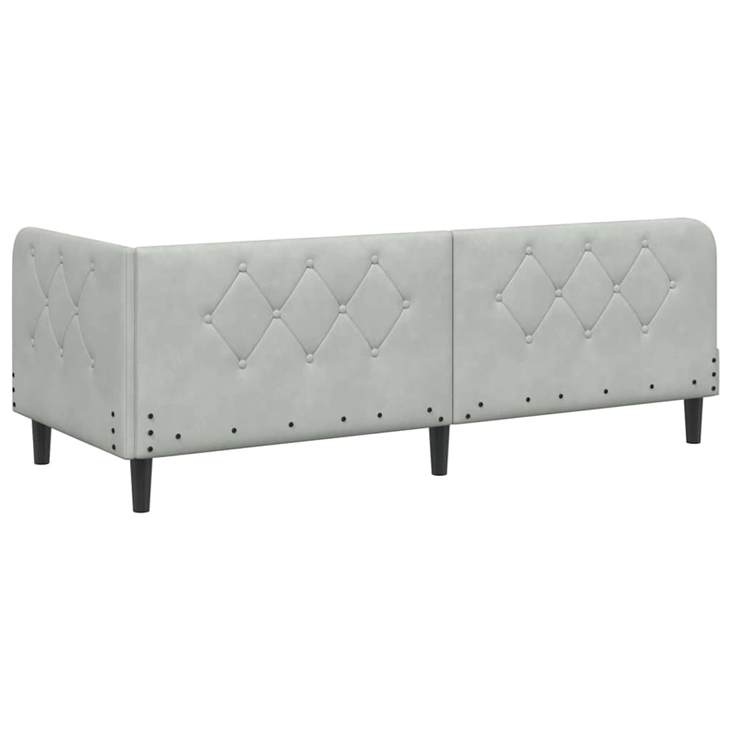 Cadre de lit d'angle en velours gris clair pour la chambre, 80 × 200 cm - 9