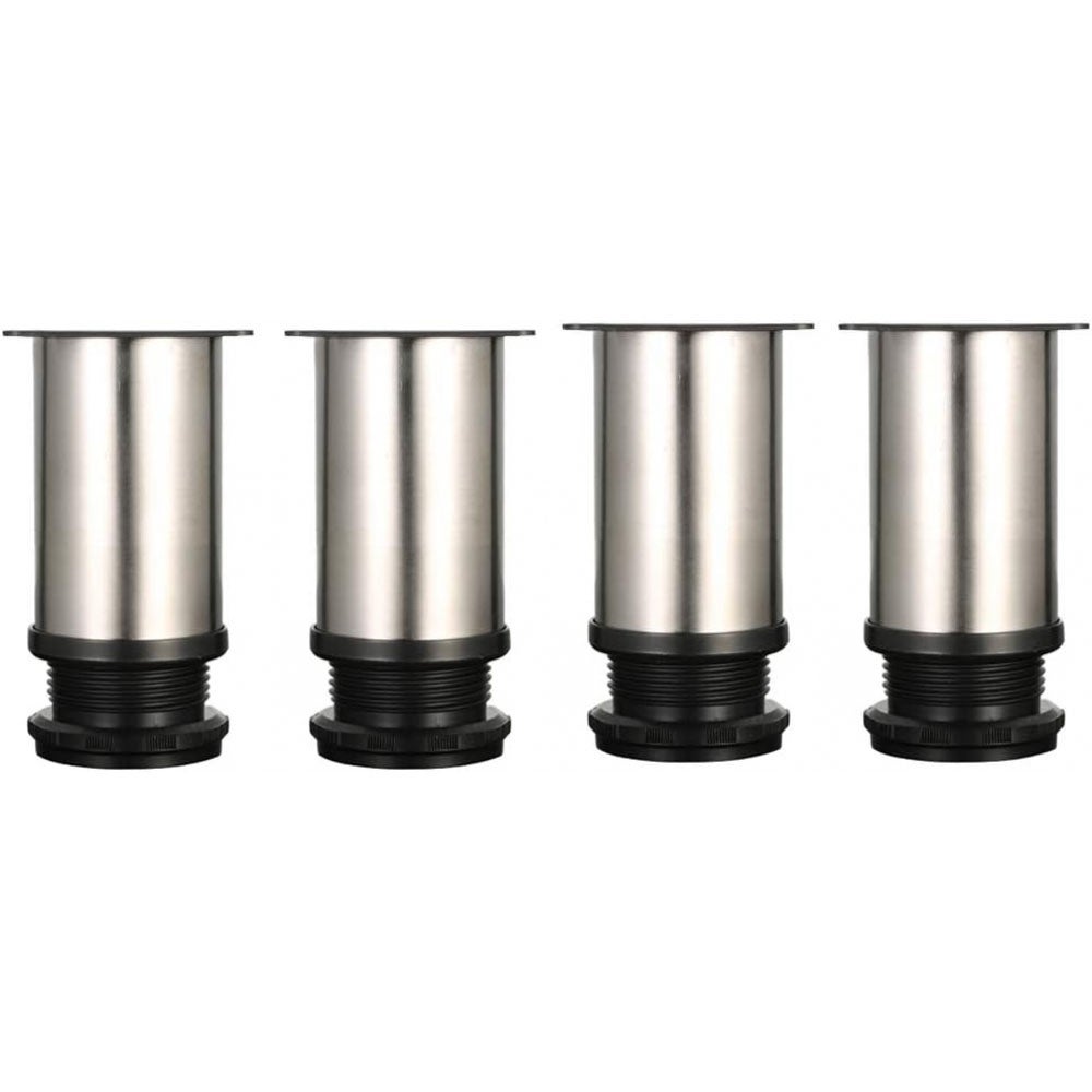 4 regulowane nóżki - wysokość 80 mm, grube nóżki meblowe, regulowana wysokość 0-15 mm, nogi stołowe, nogi meblowe, stal nierdzewna
